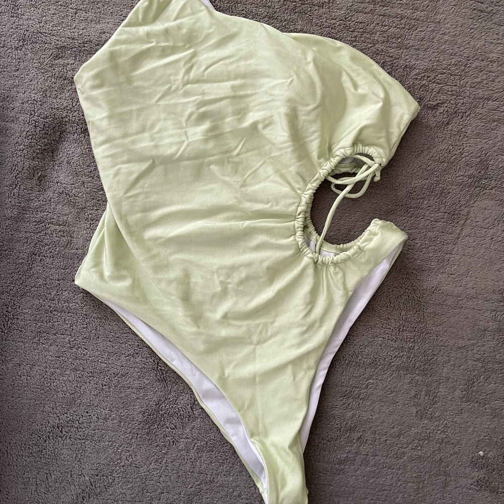 Single Strap Pastel Green Cut-Out One-Piece